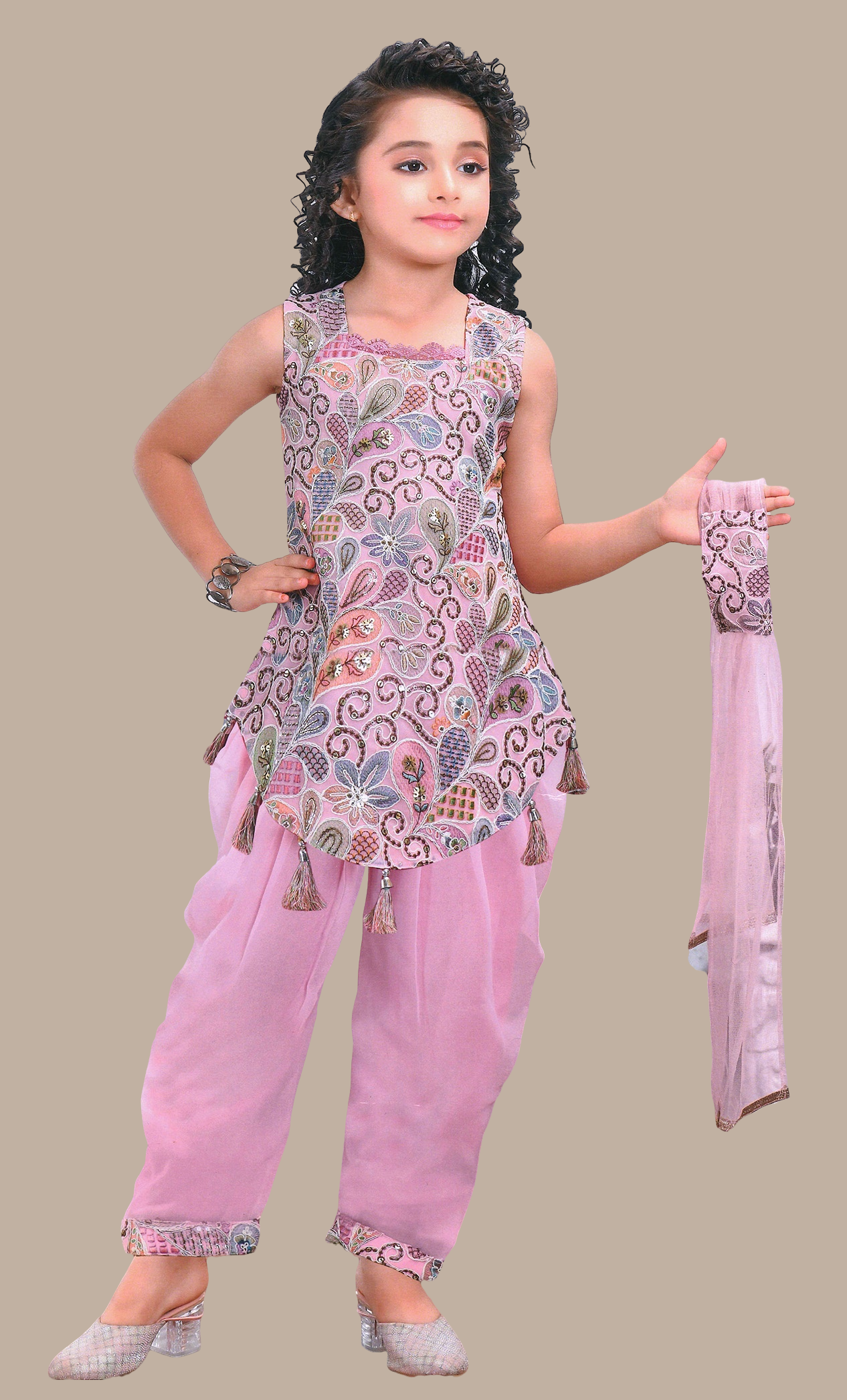 Mink Embroidered Patiala Set