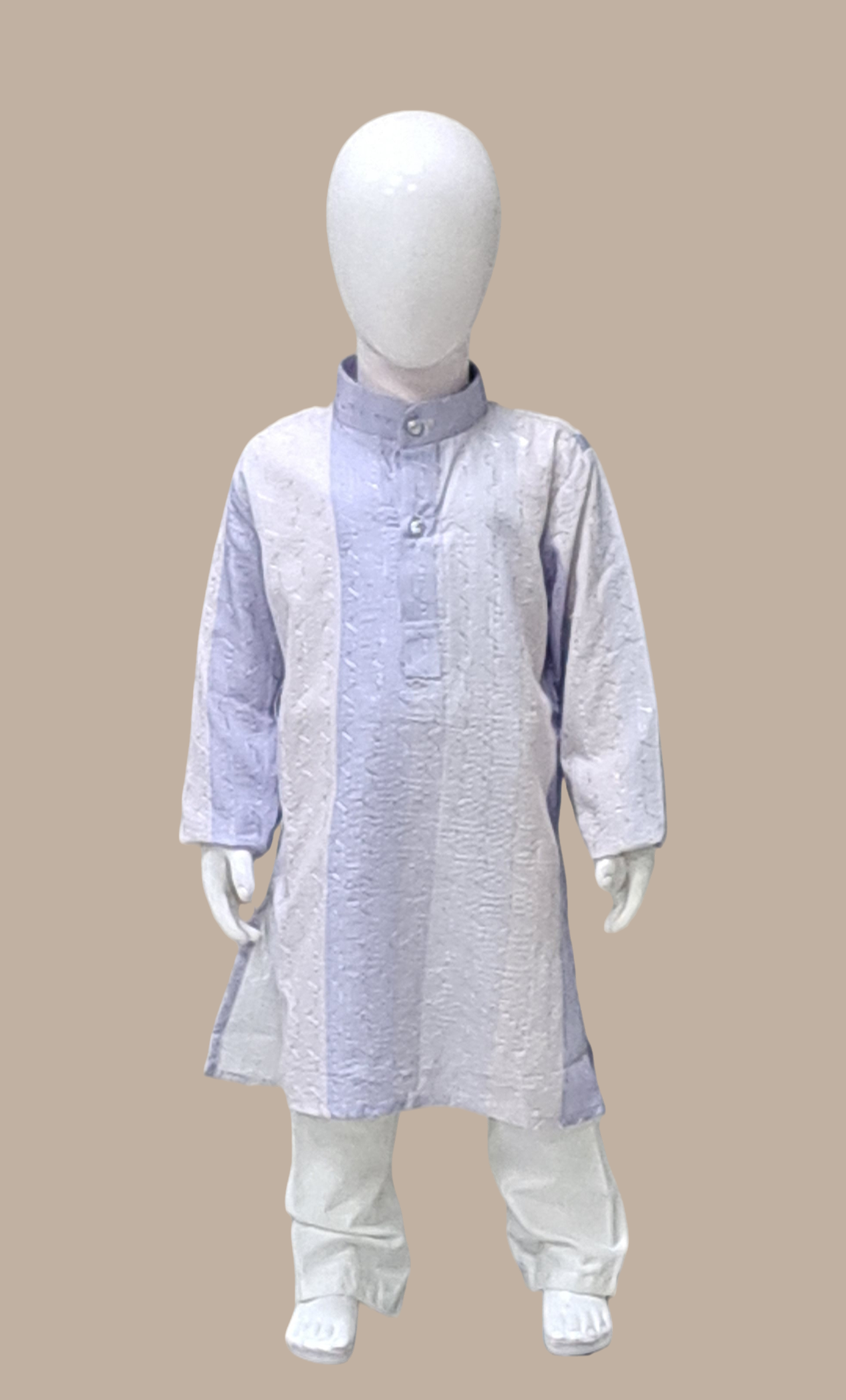 Soft Grey Embroidered Kurta Set