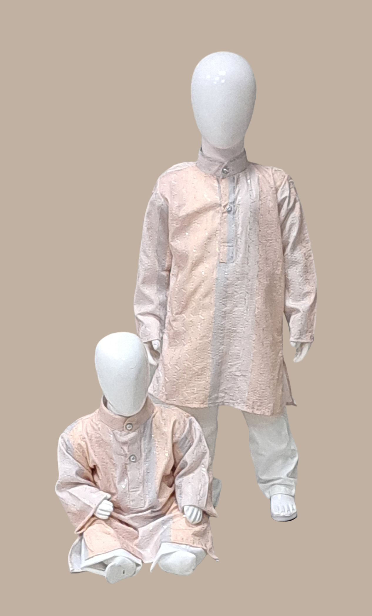 Light Almond Embroidered Kurta Set