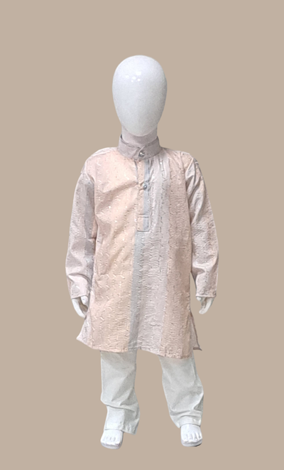 Light Almond Embroidered Kurta Set