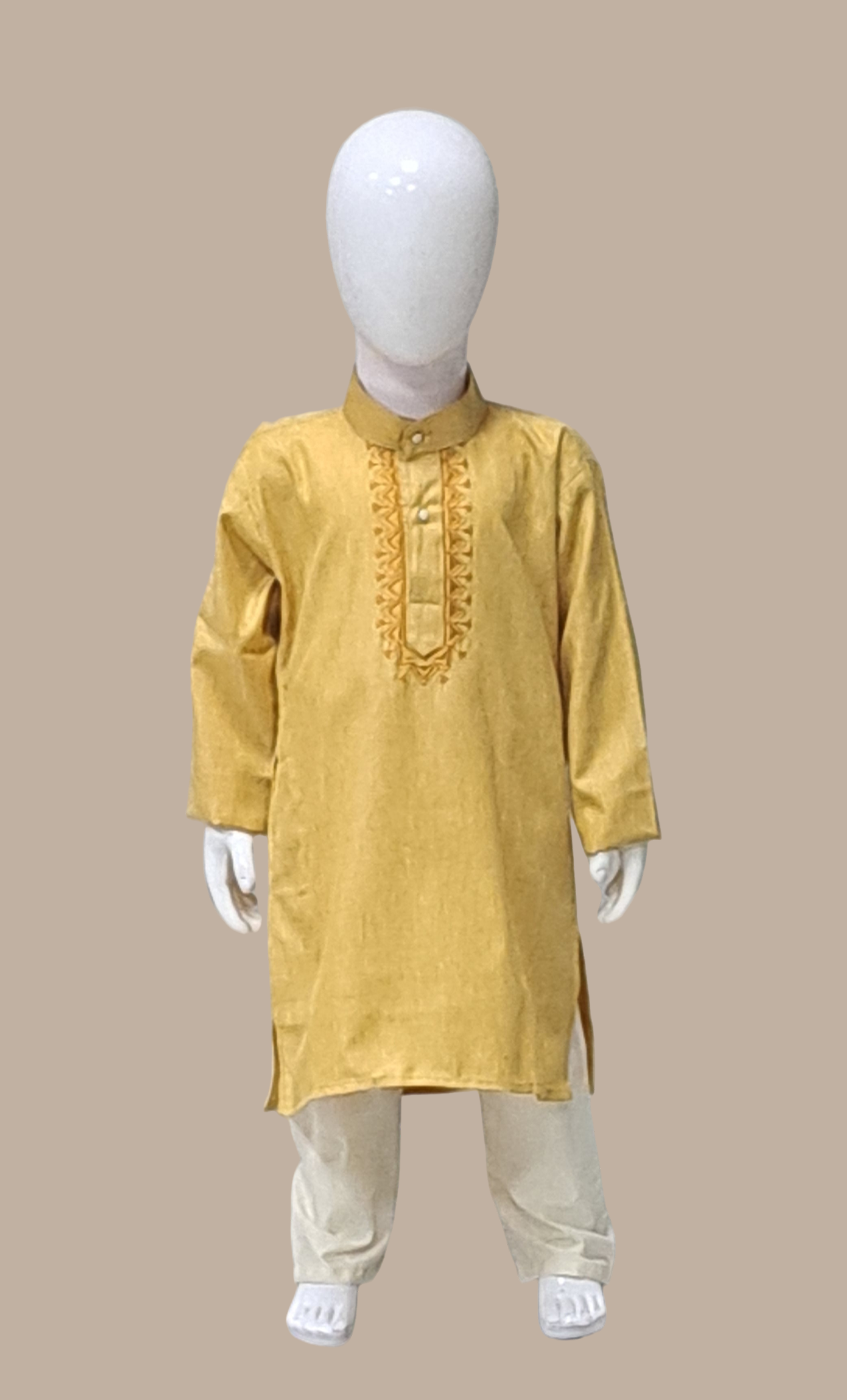 Mustard Embroidered Kurta Set