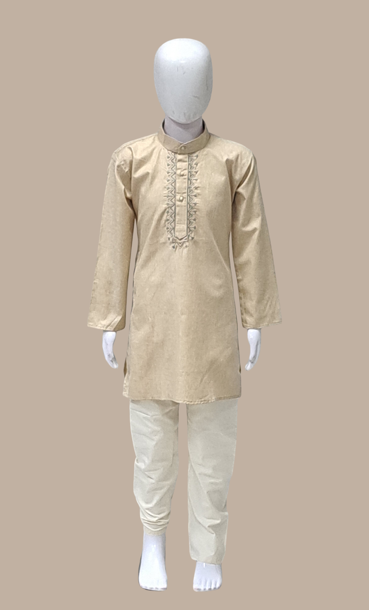 Beige Embroidered Kurta Set