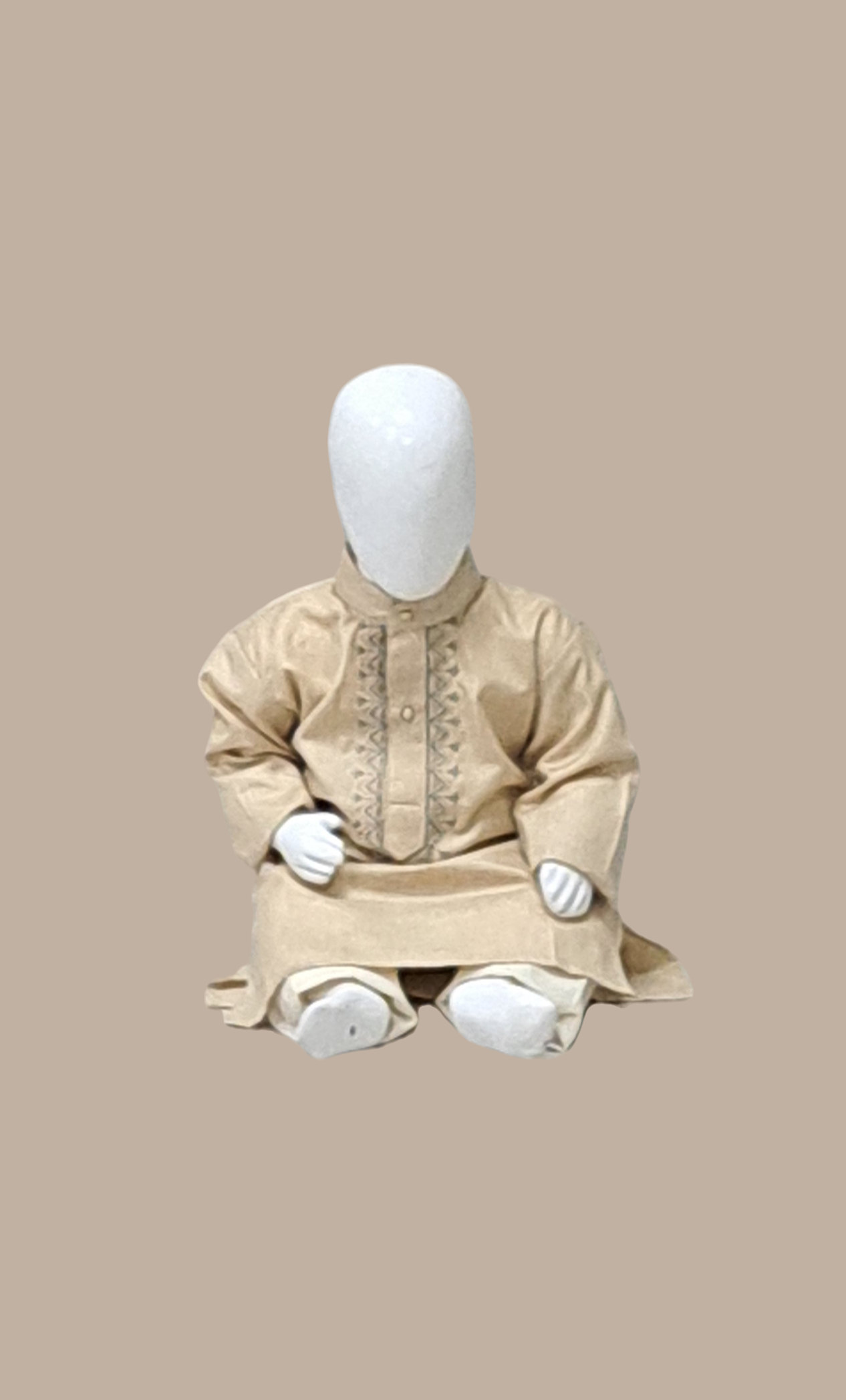 Beige Embroidered Kurta Set