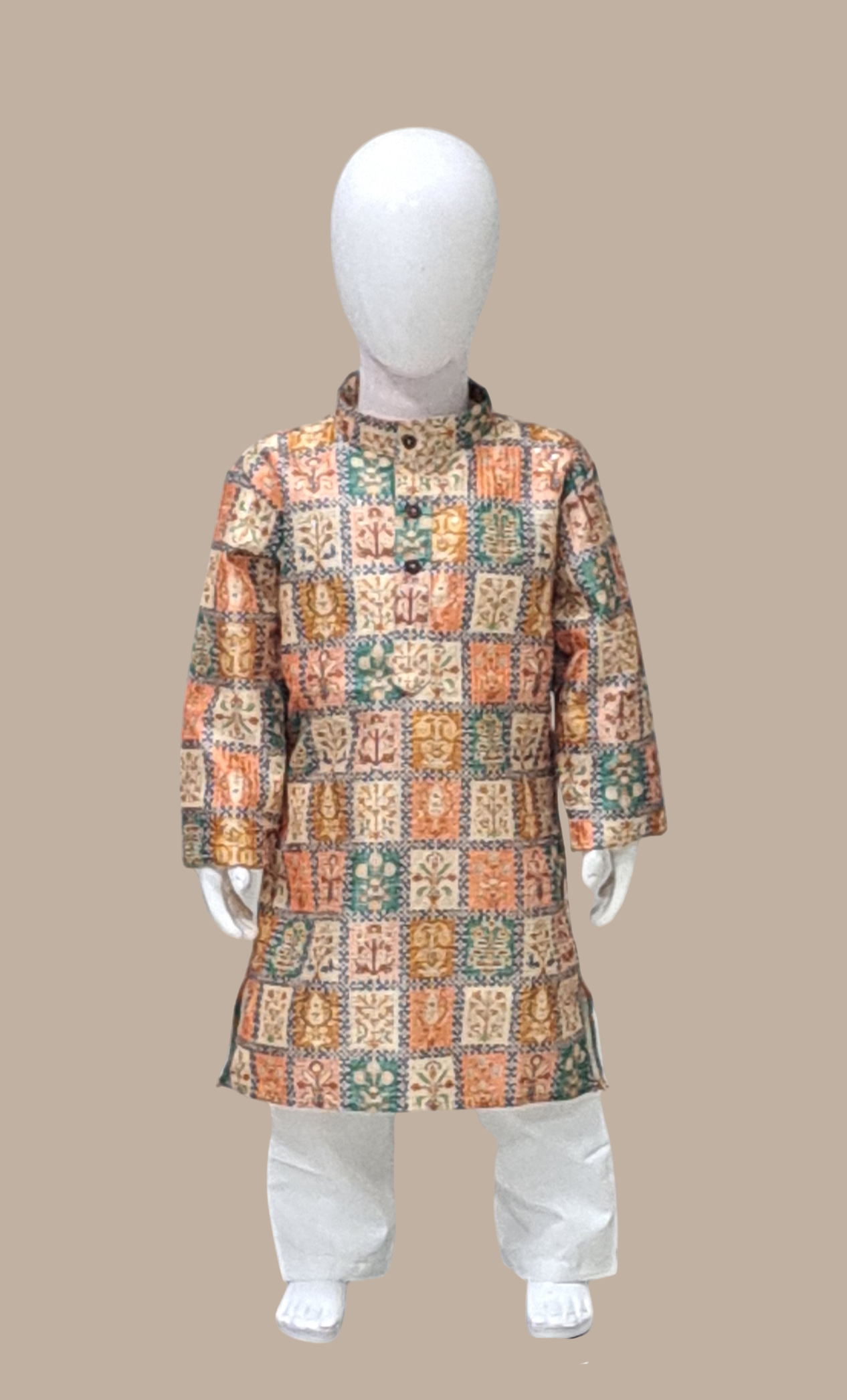 Deep Beige Printed Kurta Set