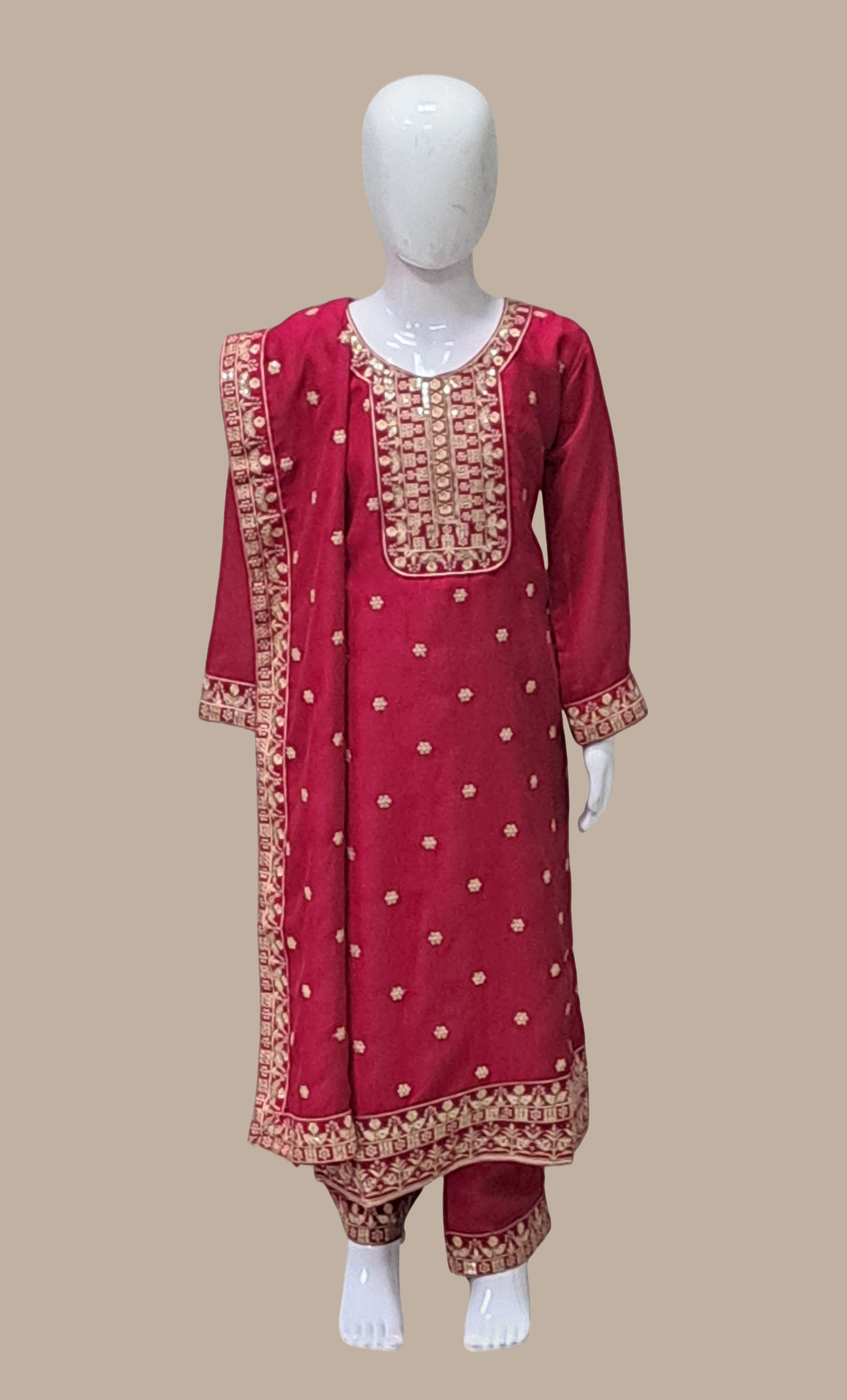 Deep Cerise Embroidered Punjabi