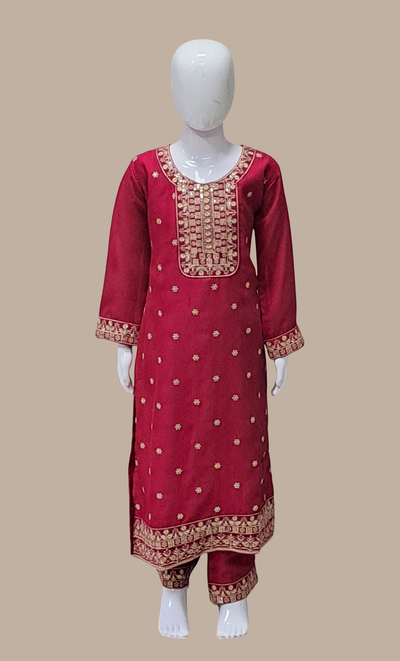 Deep Cerise Embroidered Punjabi