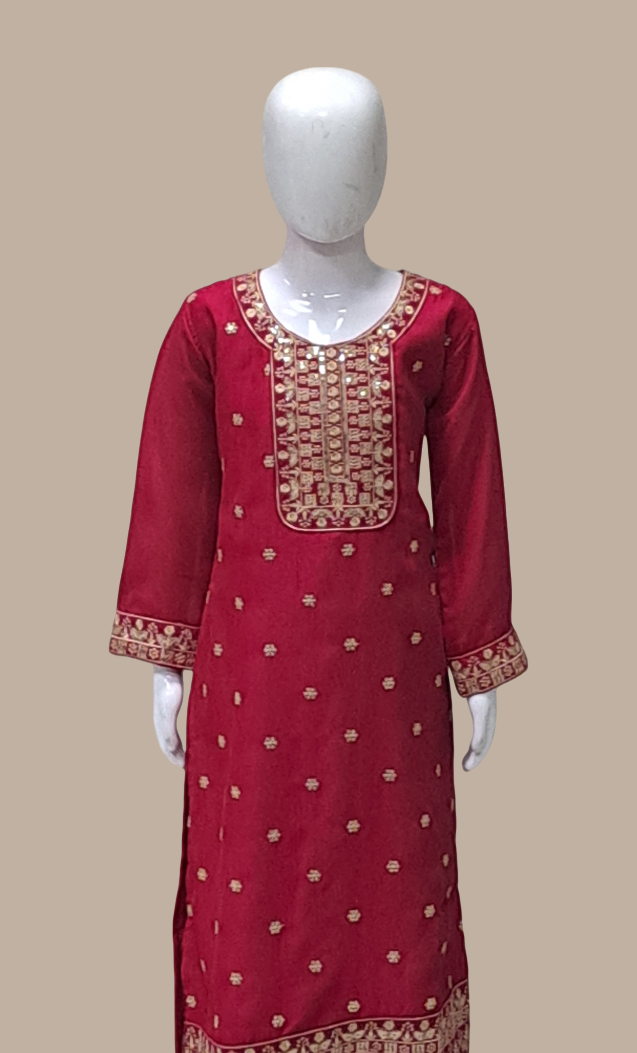 Deep Cerise Embroidered Punjabi