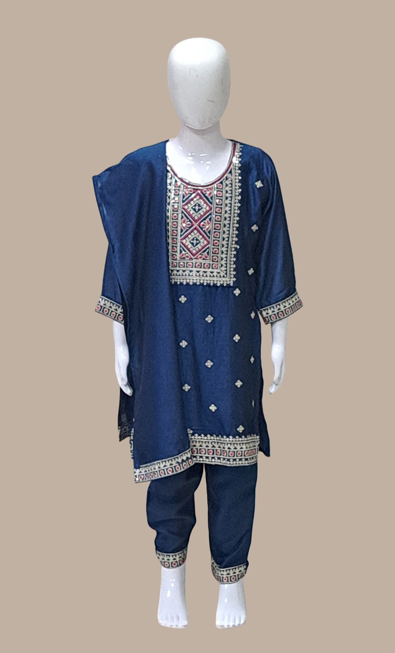 Deep Teal Embroidered Punjabi