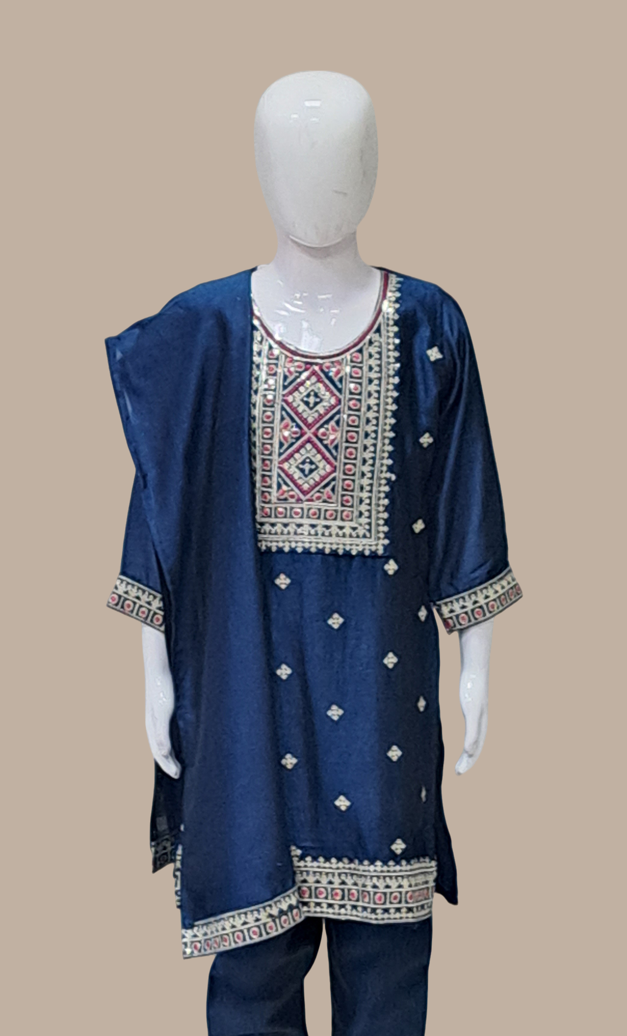 Deep Teal Embroidered Punjabi