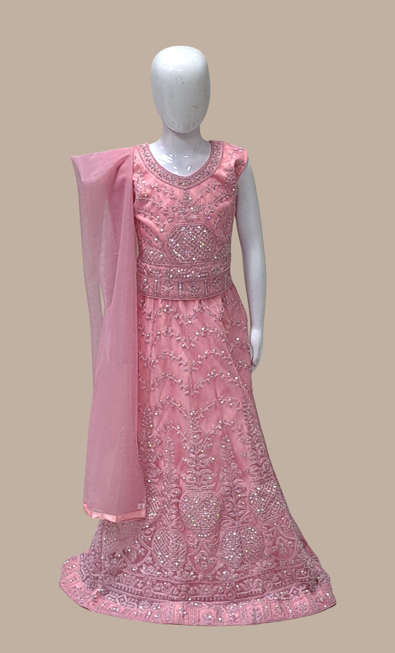 Salmon Pink Embroidered Choli Set