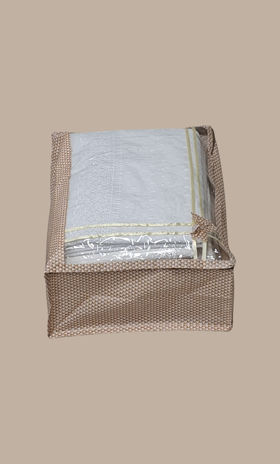 Deep Beige Check Sari Cover