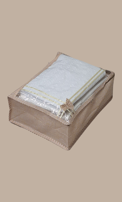 Deep Beige Check Sari Cover