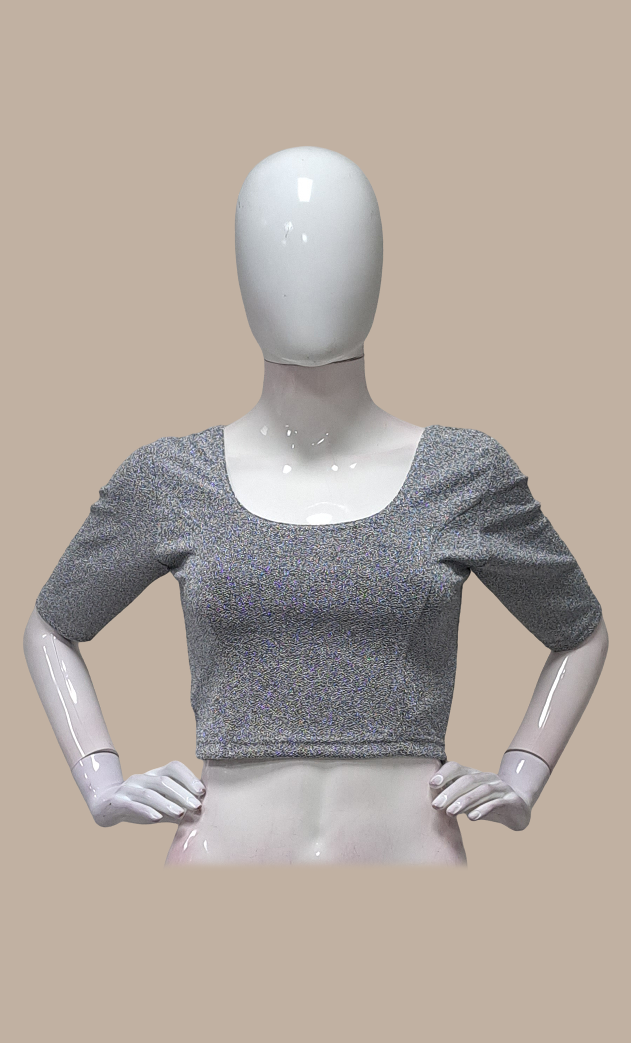 Deep Silver Shimmer Stretch Blouse