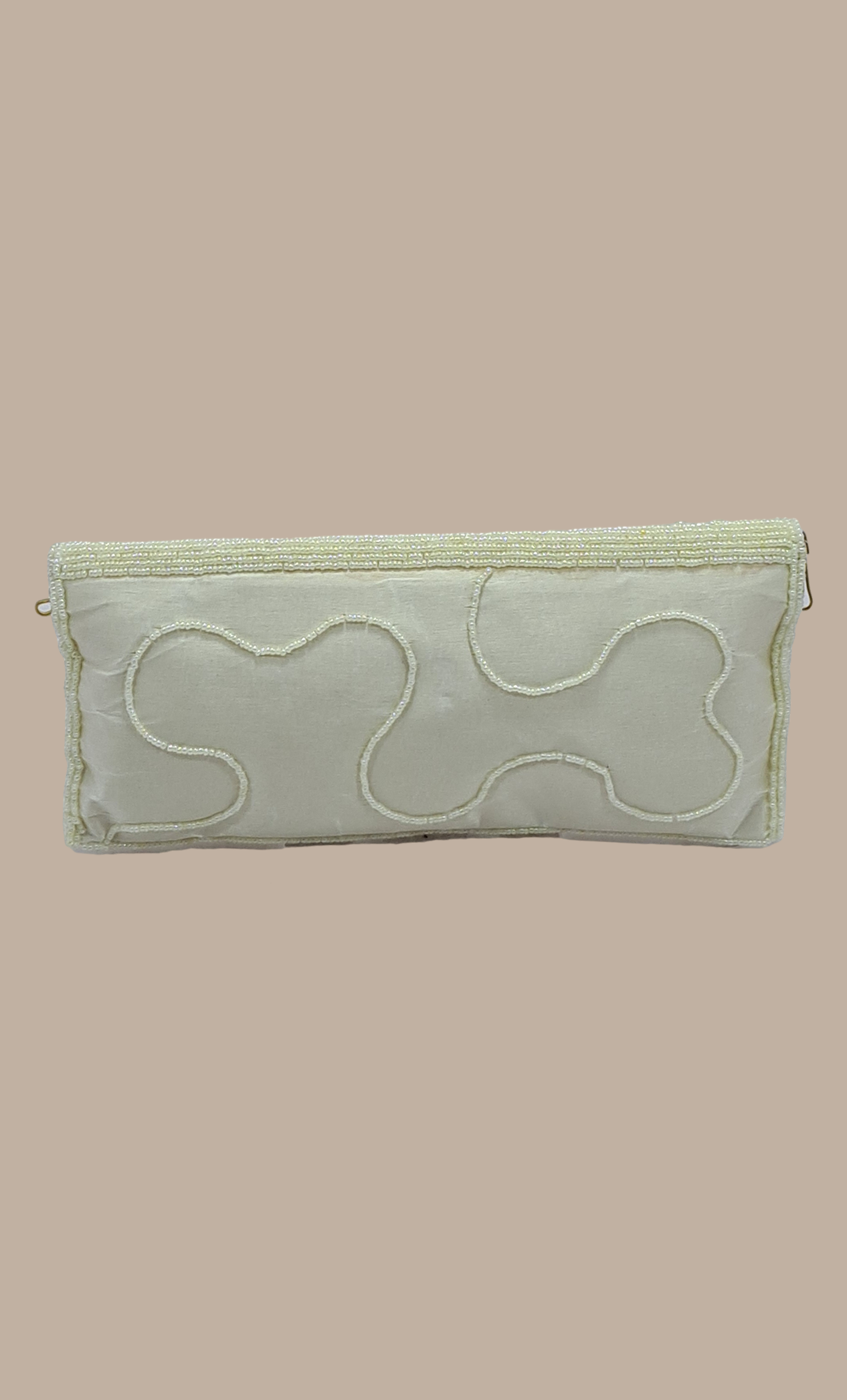 Cream Embroidered Clutch