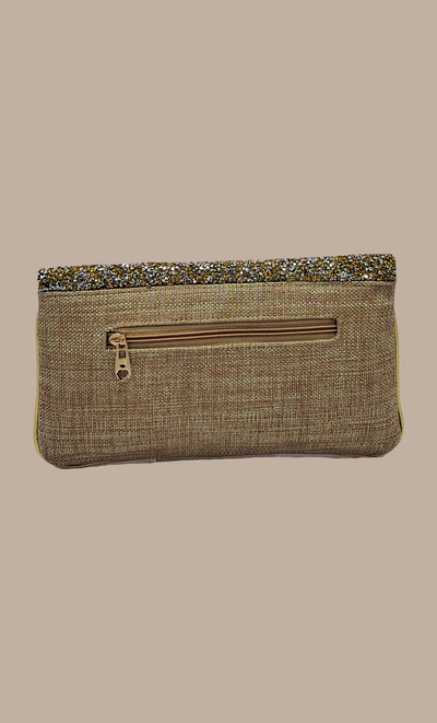 Beige Embroidered Clutch