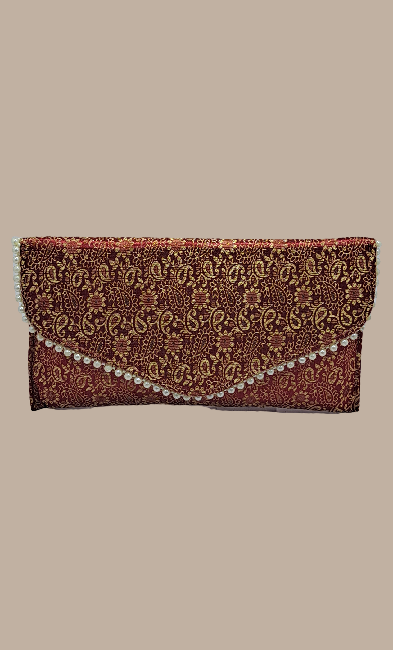 Maroon Woven Clutch