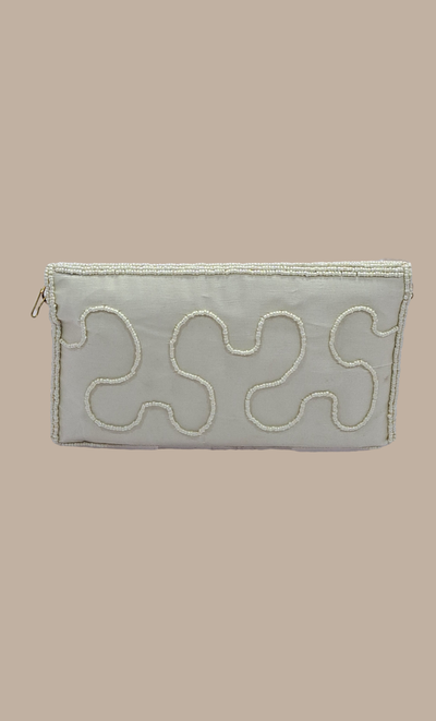 Cream Embroidered Clutch