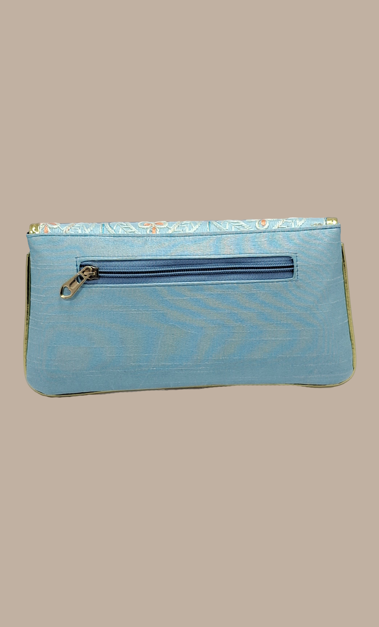 Sky Blue Embroidered Clutch