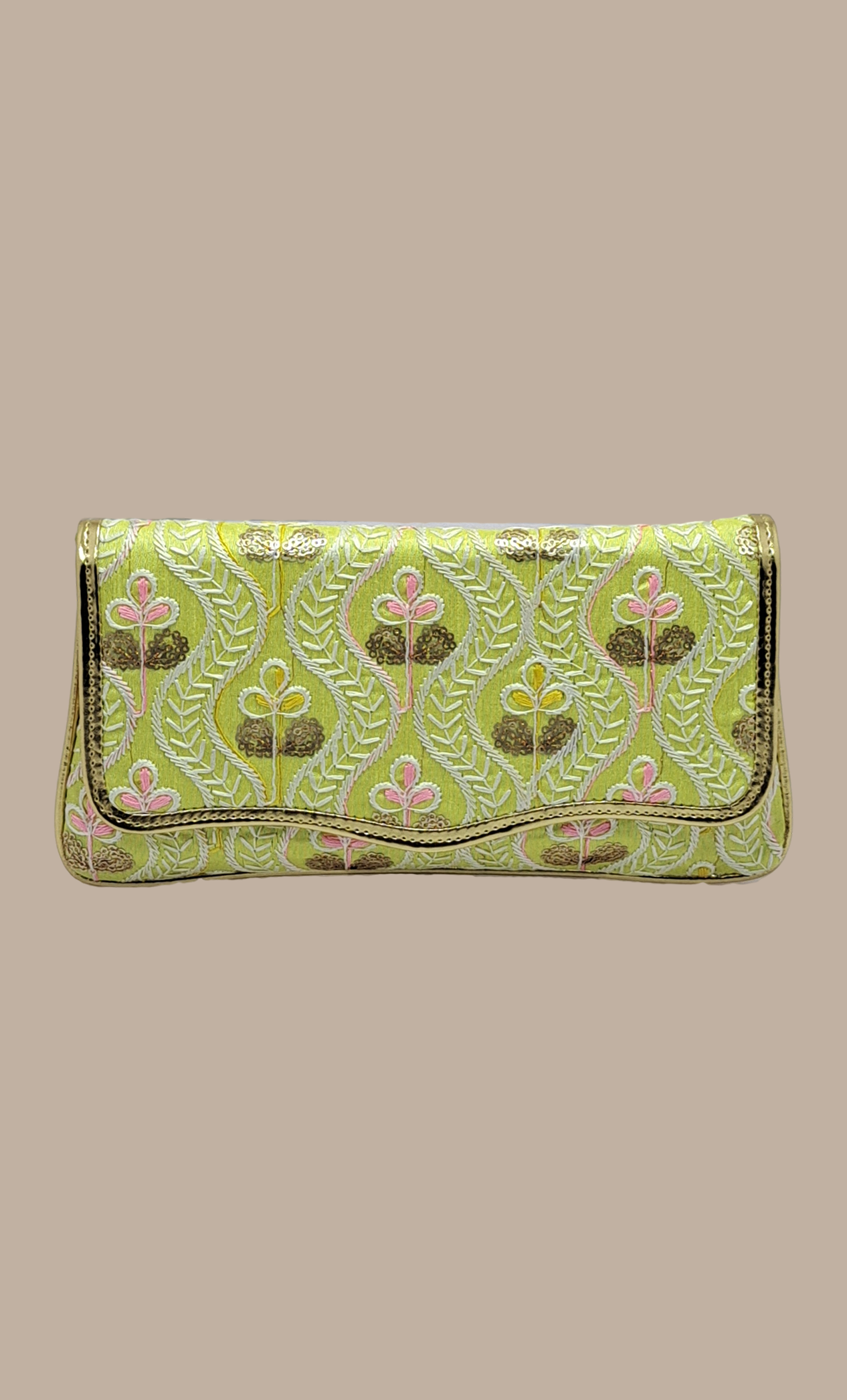 Lime Embroidered Clutch