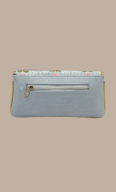 Soft Grey Embroidered Clutch