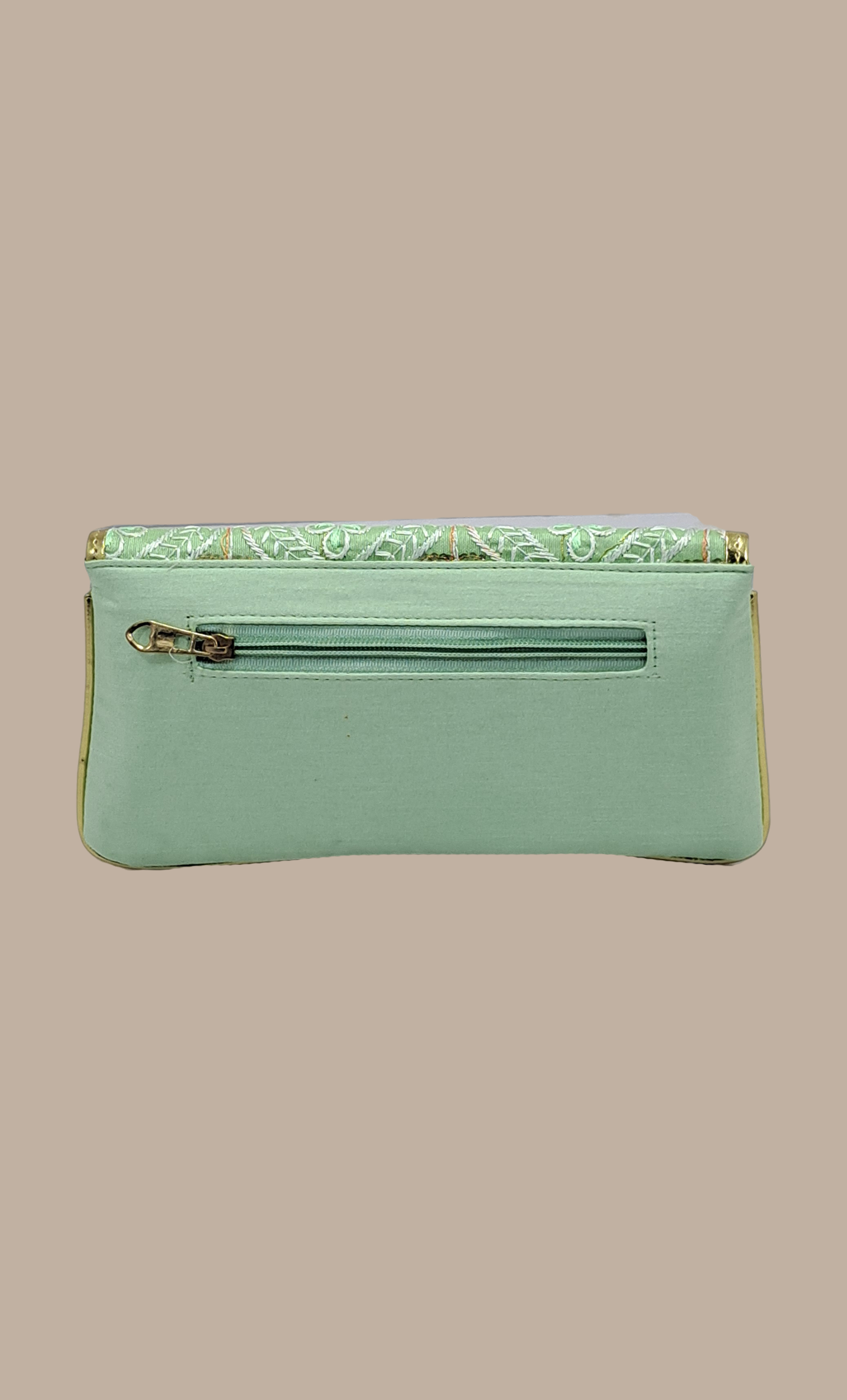 Mint Green Embroidered Clutch