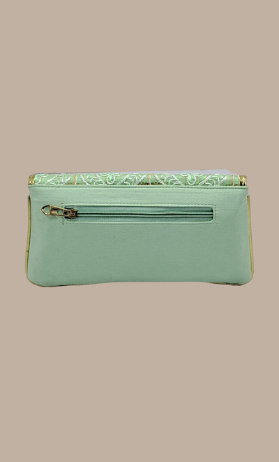 Mint Green Embroidered Clutch