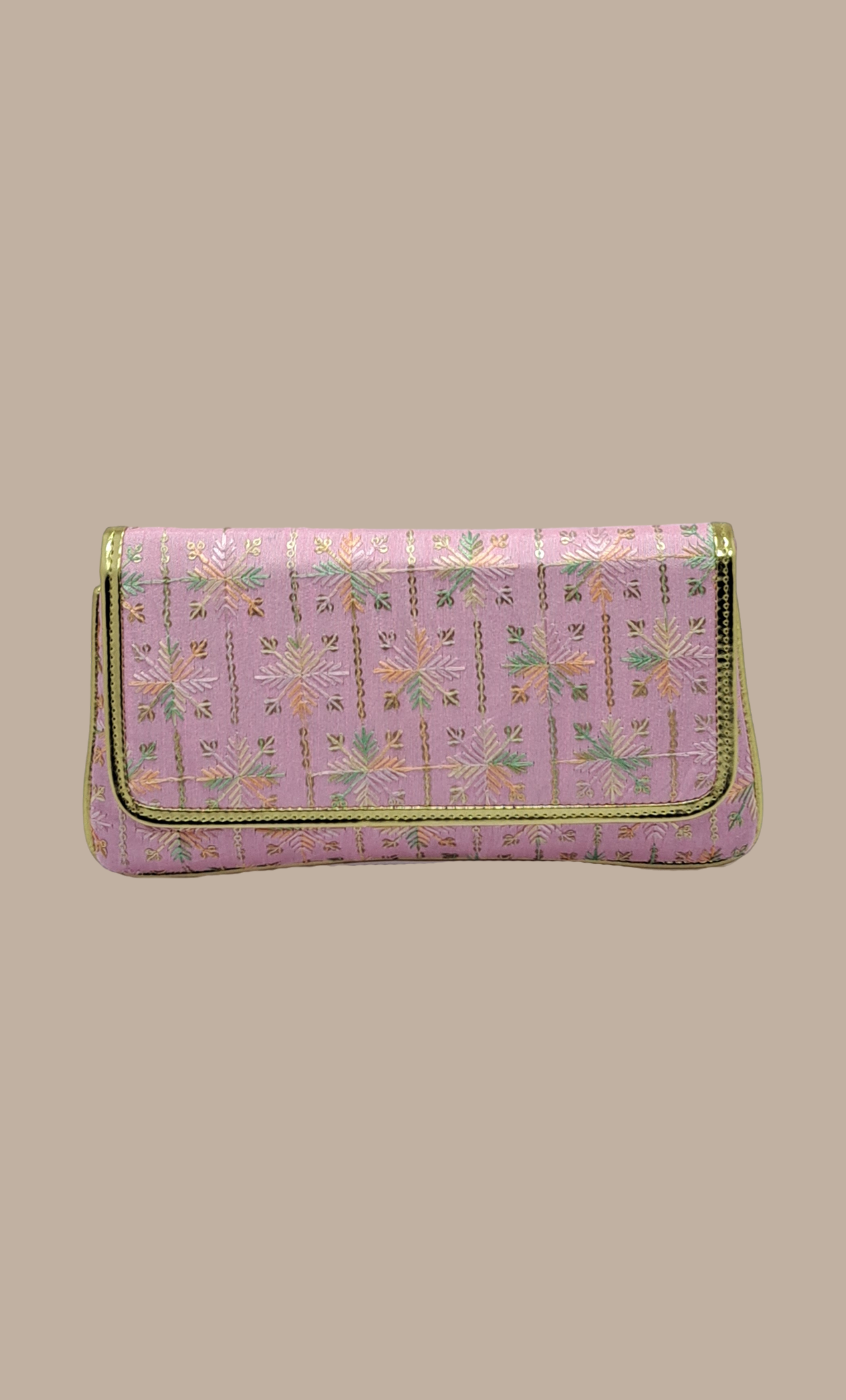 Baby Pink Embroidered Clutch