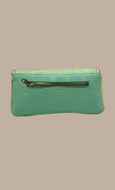 Mint Green Embroidered Clutch