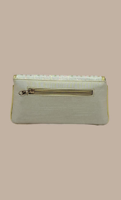 Biscuit Embroidered Clutch