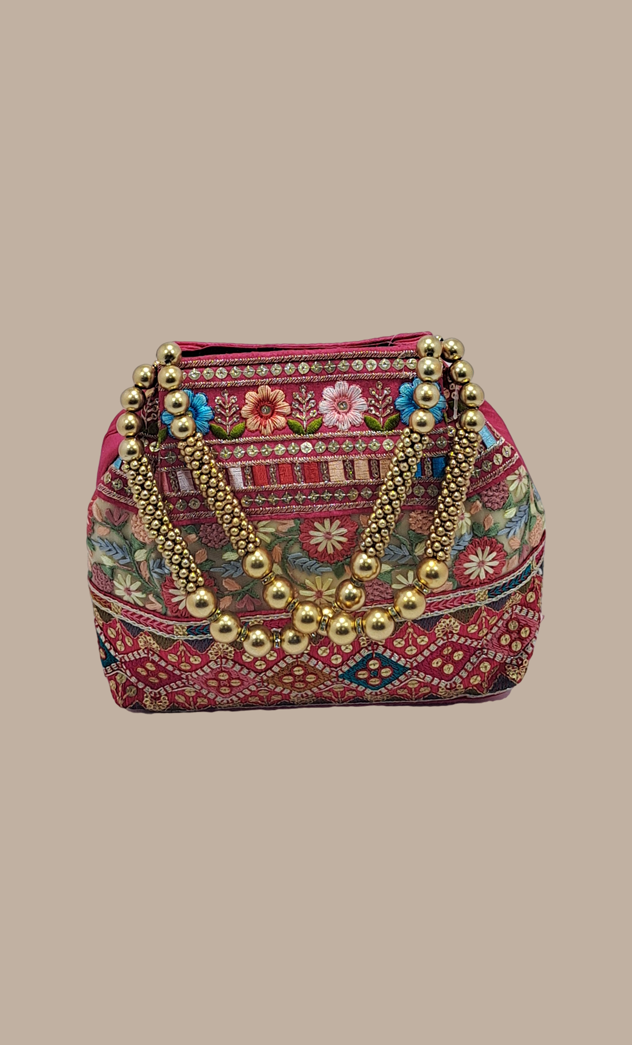 Cerise Embroidered Handbag