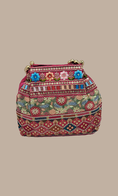 Cerise Embroidered Handbag