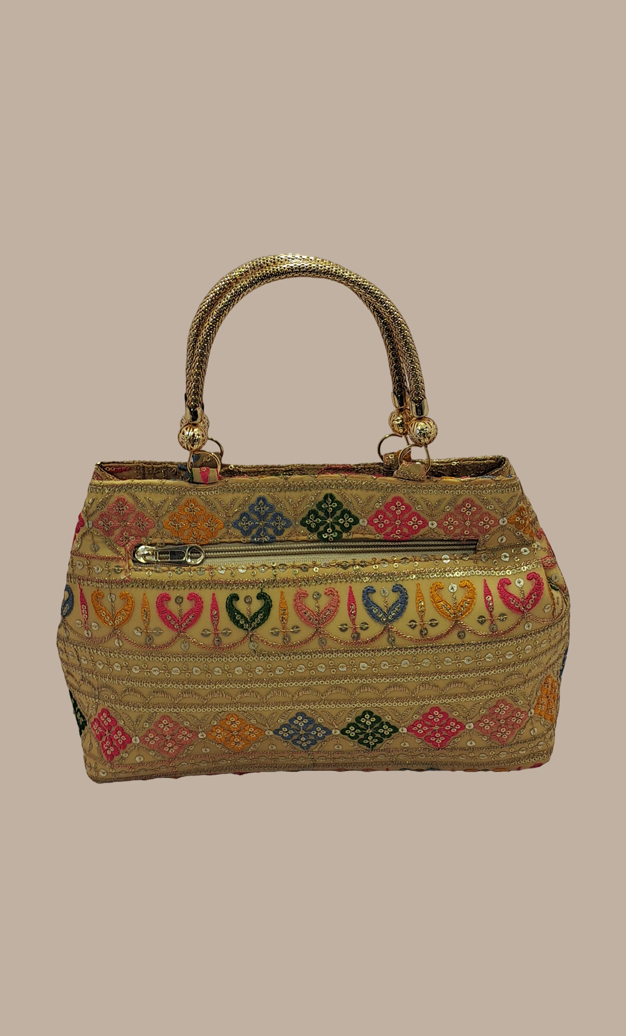 Deep Beige Embroidered Handbag