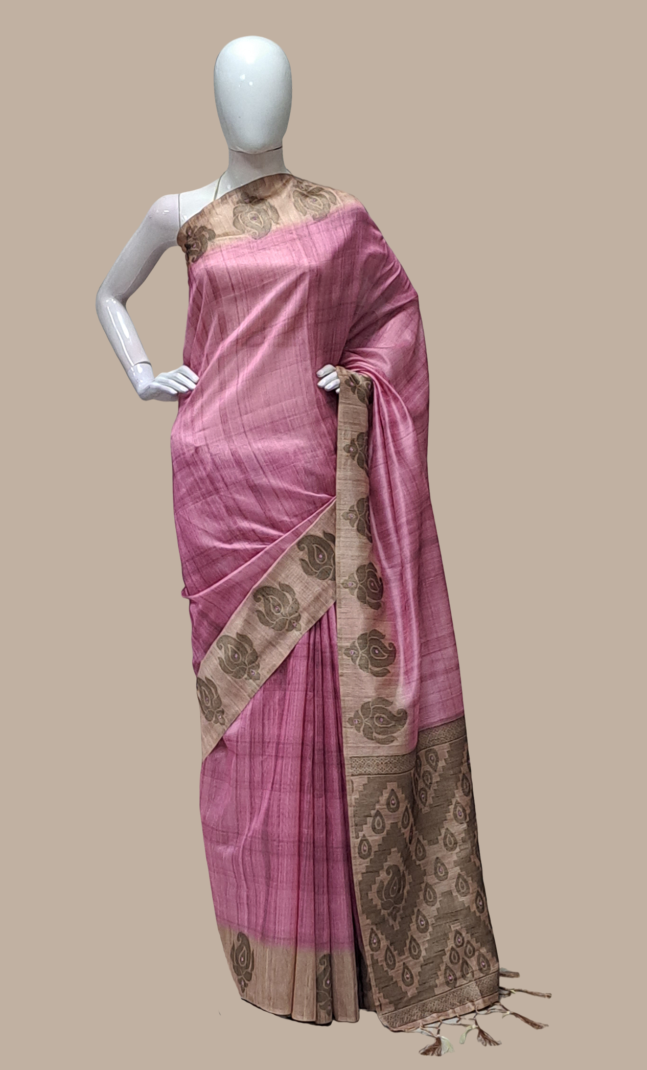 Deep Mink Cotton Sari