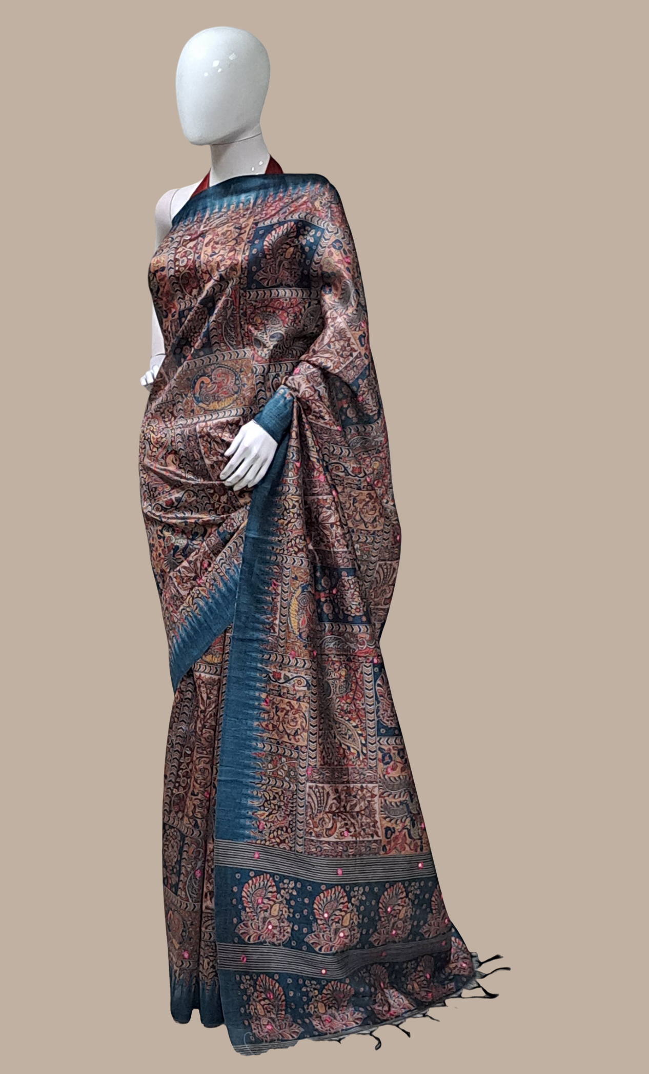 Deep Teal Printed Sari