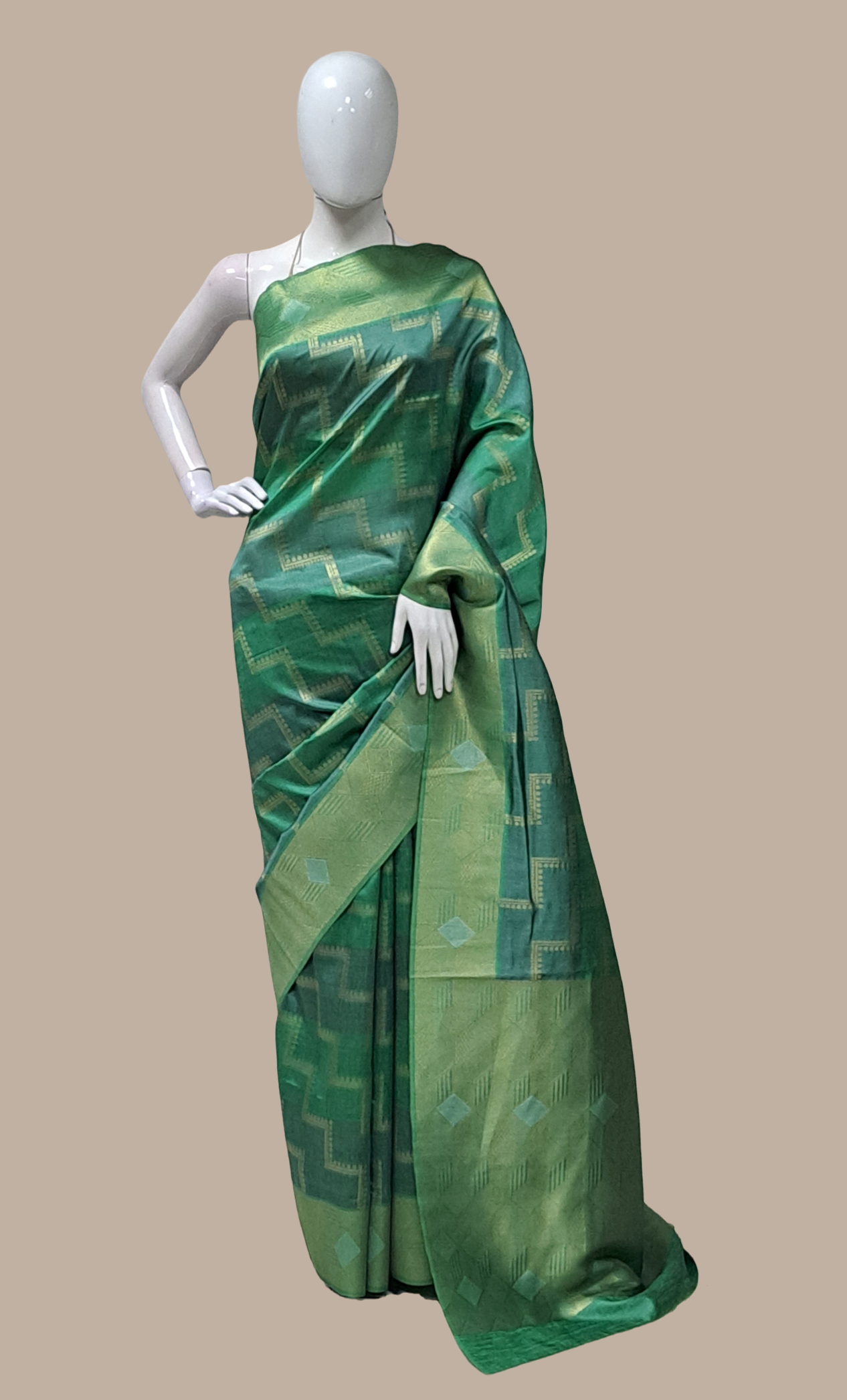 Deep Green Woven Art Silk Sari