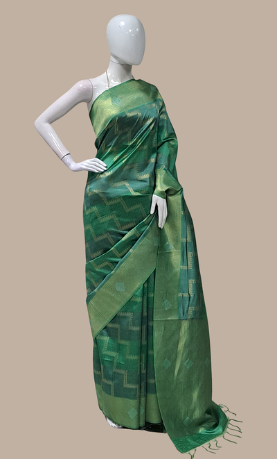 Deep Green Woven Art Silk Sari