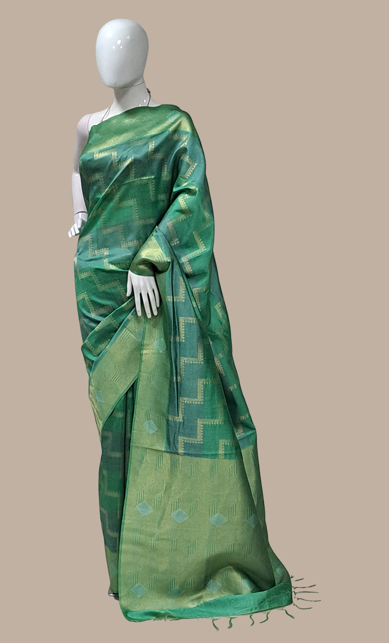 Deep Green Woven Art Silk Sari