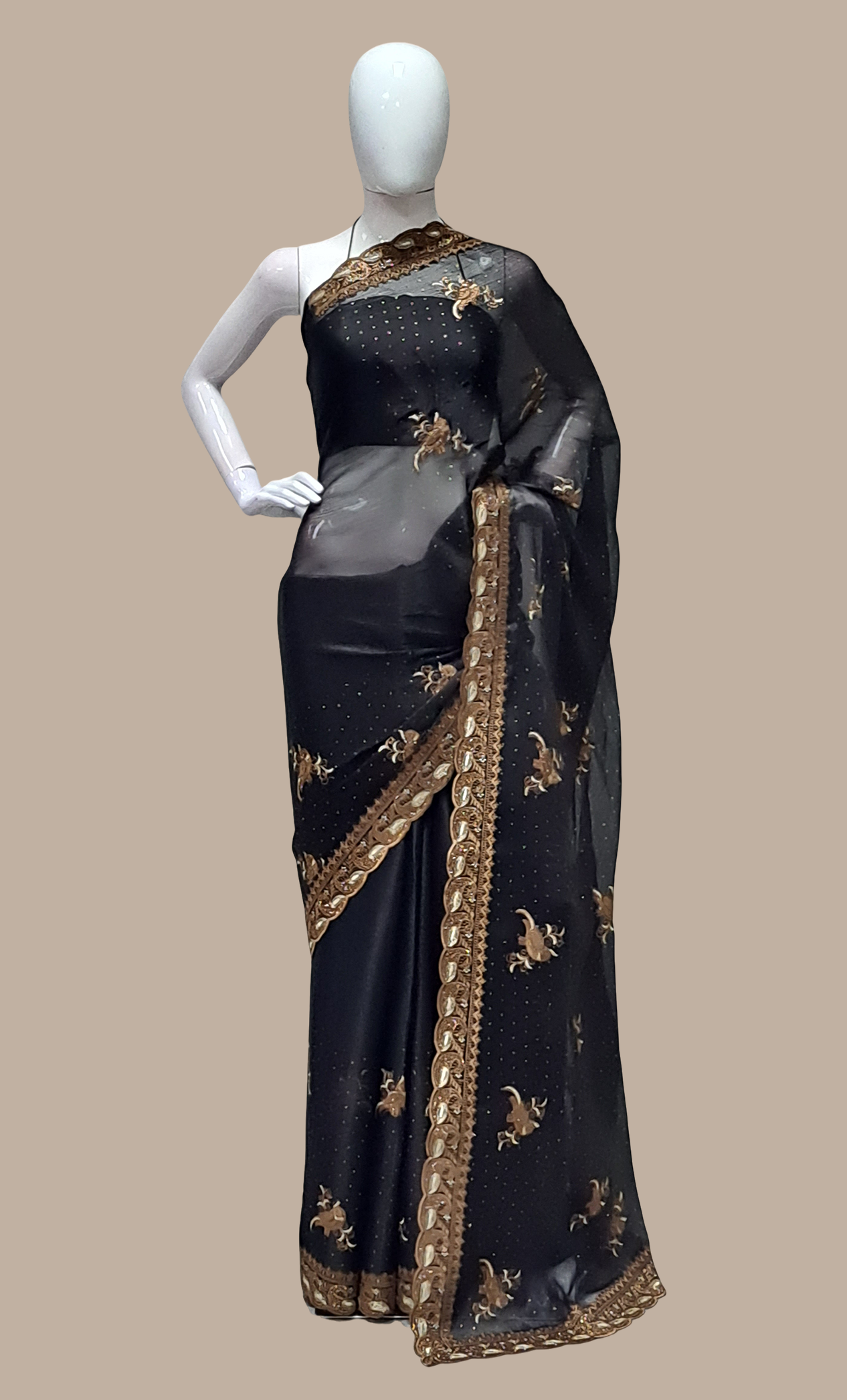 Black Embroidered Sari