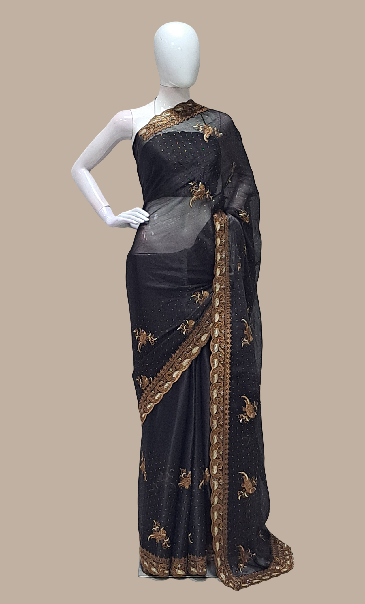 Black Embroidered Sari