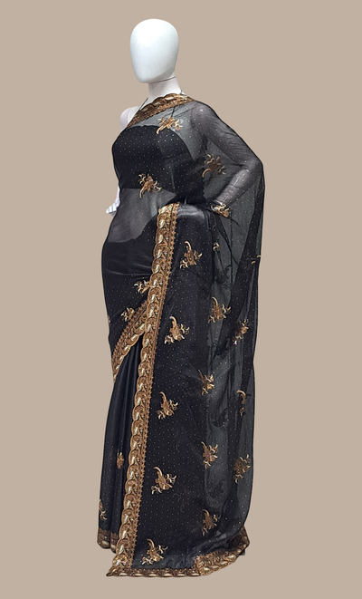 Black Embroidered Sari