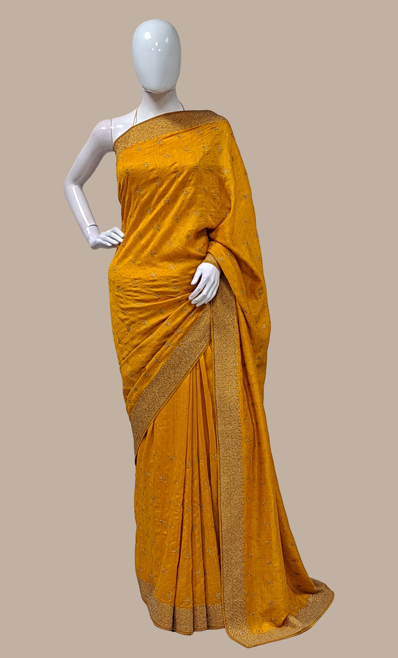 Deep Mustard Embroidered Sari