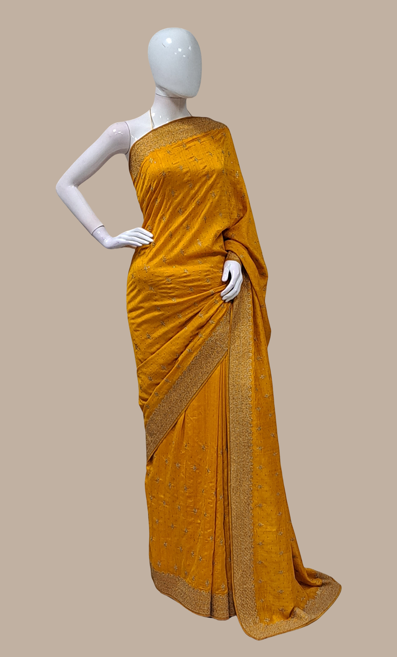 Deep Mustard Embroidered Sari