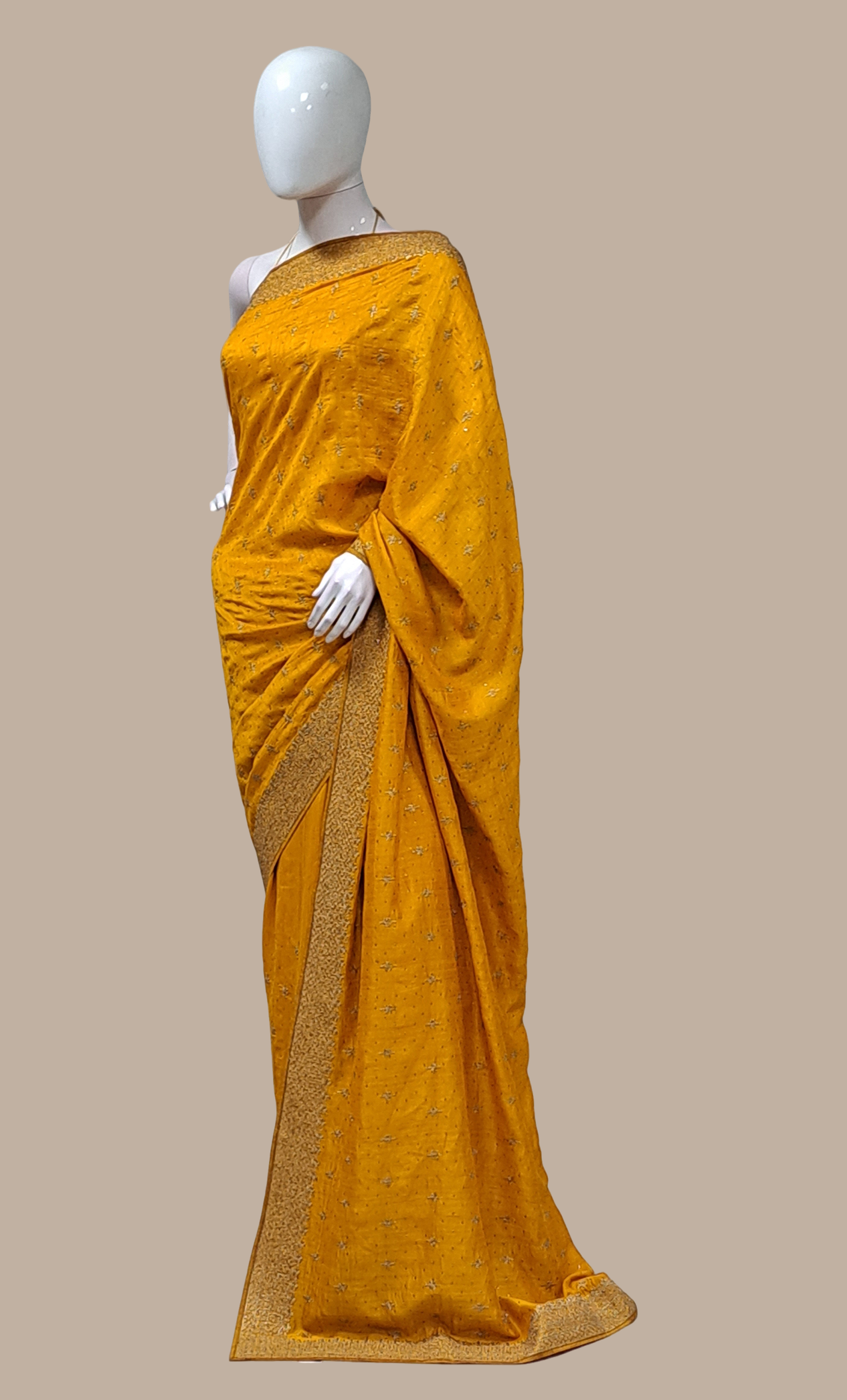 Deep Mustard Embroidered Sari