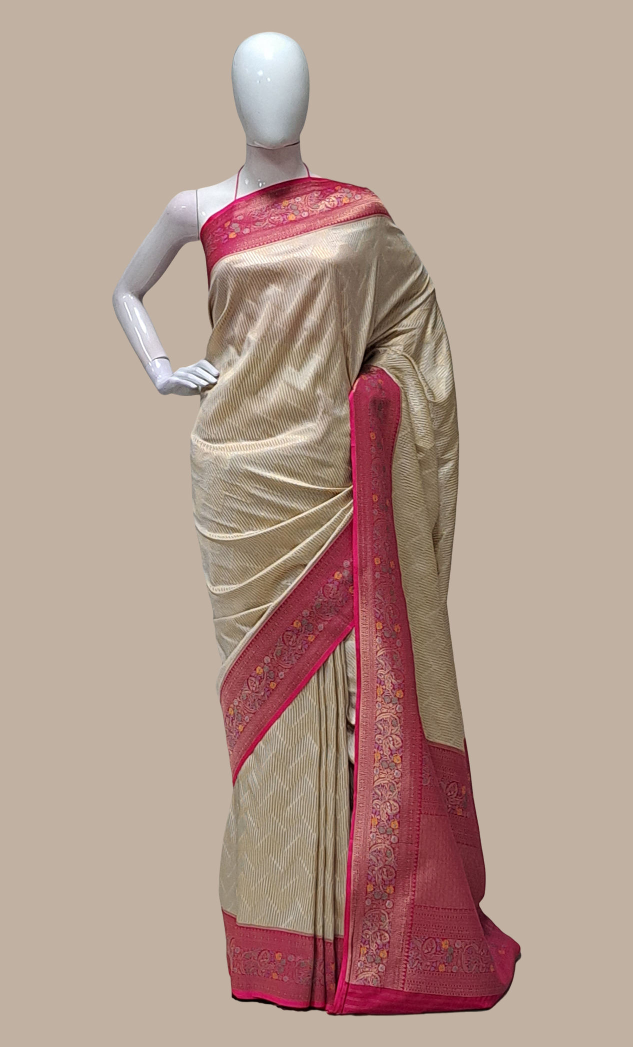 Biscuit Woven Art Silk Sari