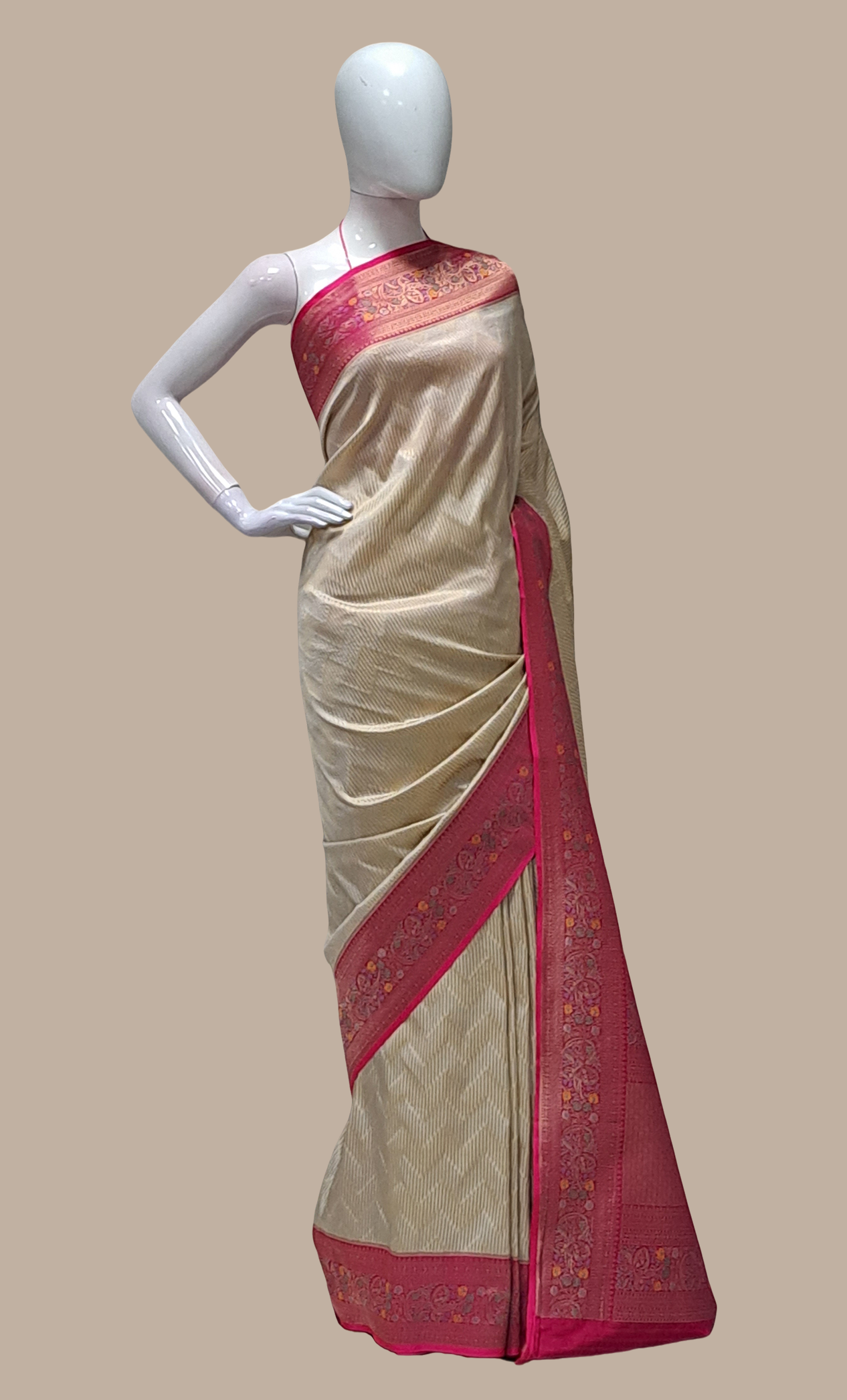 Biscuit Woven Art Silk Sari