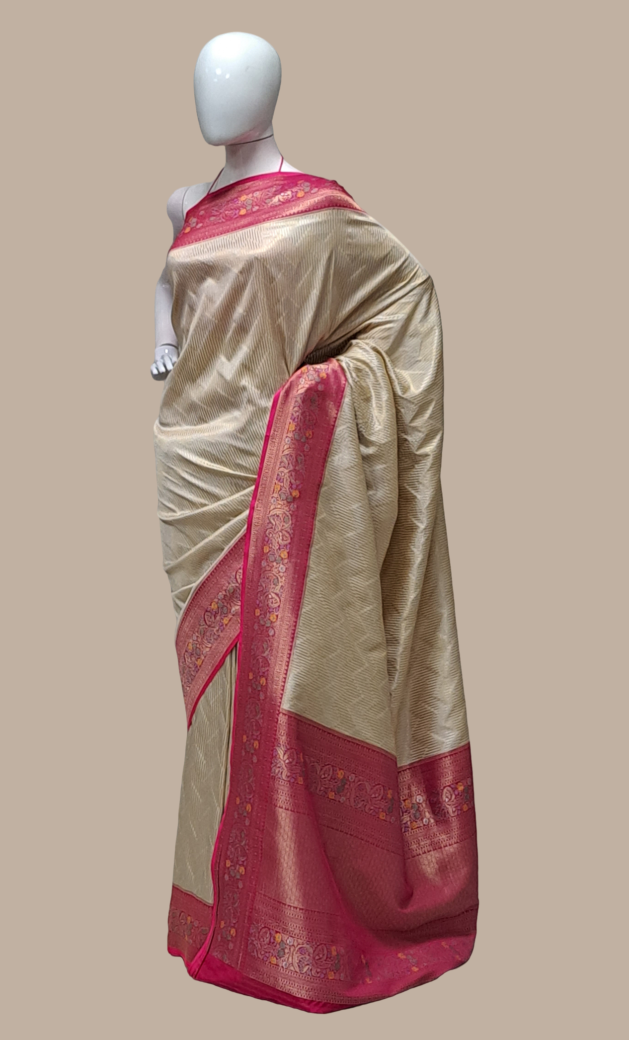 Biscuit Woven Art Silk Sari