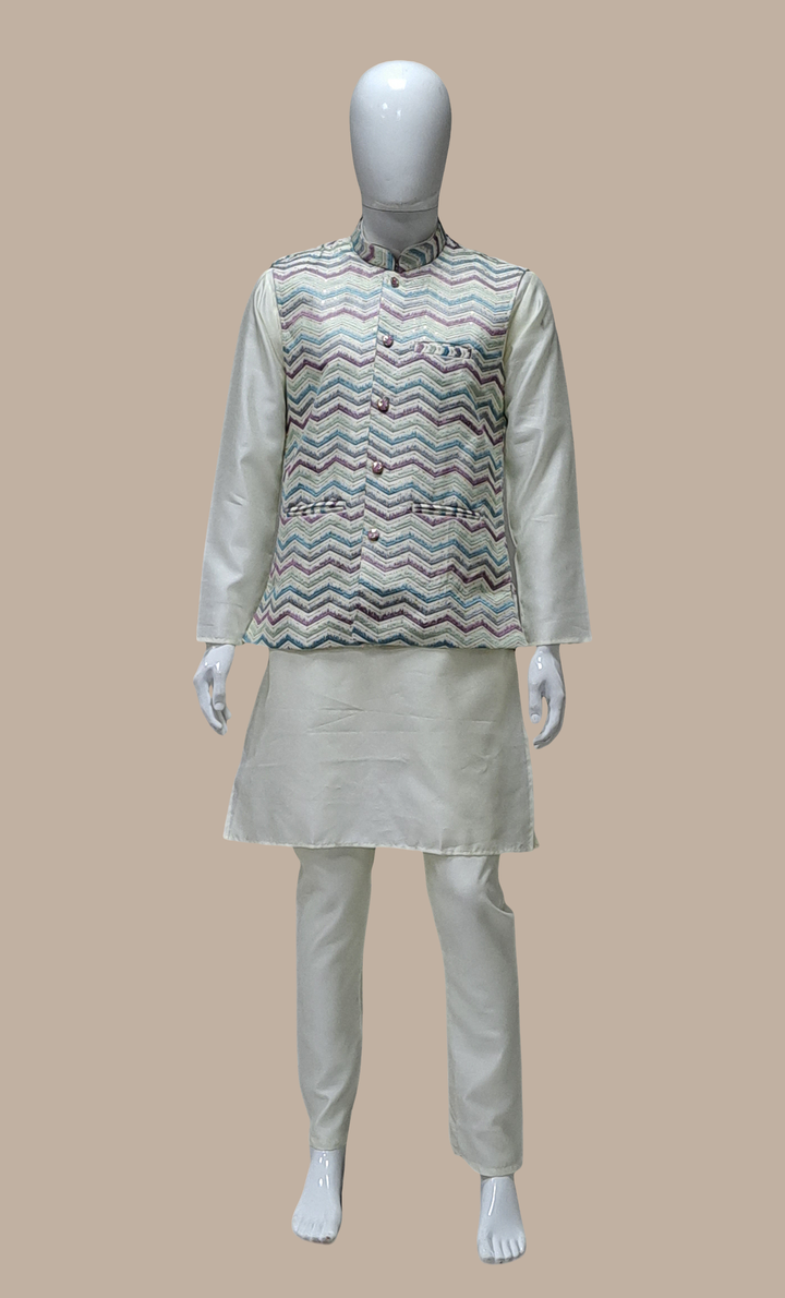 Cream Embroidered Kurta Waist Coat – Jayshrees Rivaz