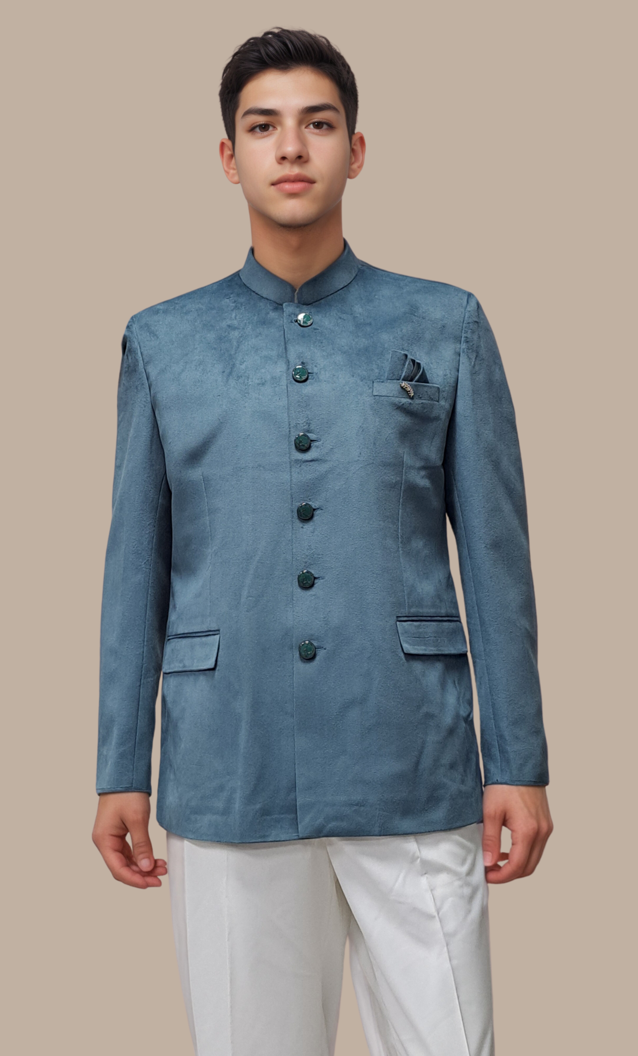 Mens Slate Grey Jodhpuri Set