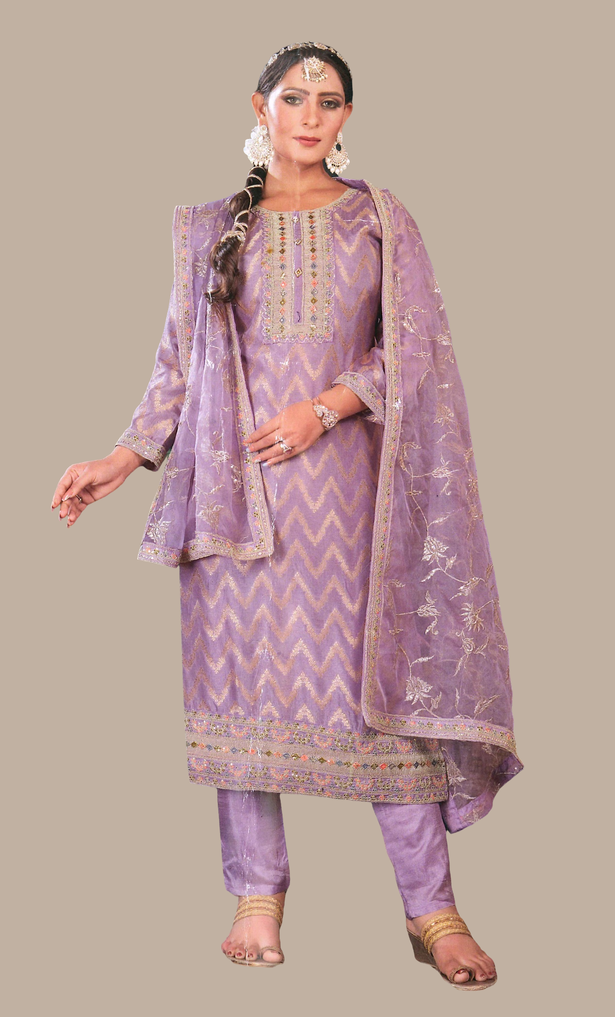 Lilac Embroidered Punjabi