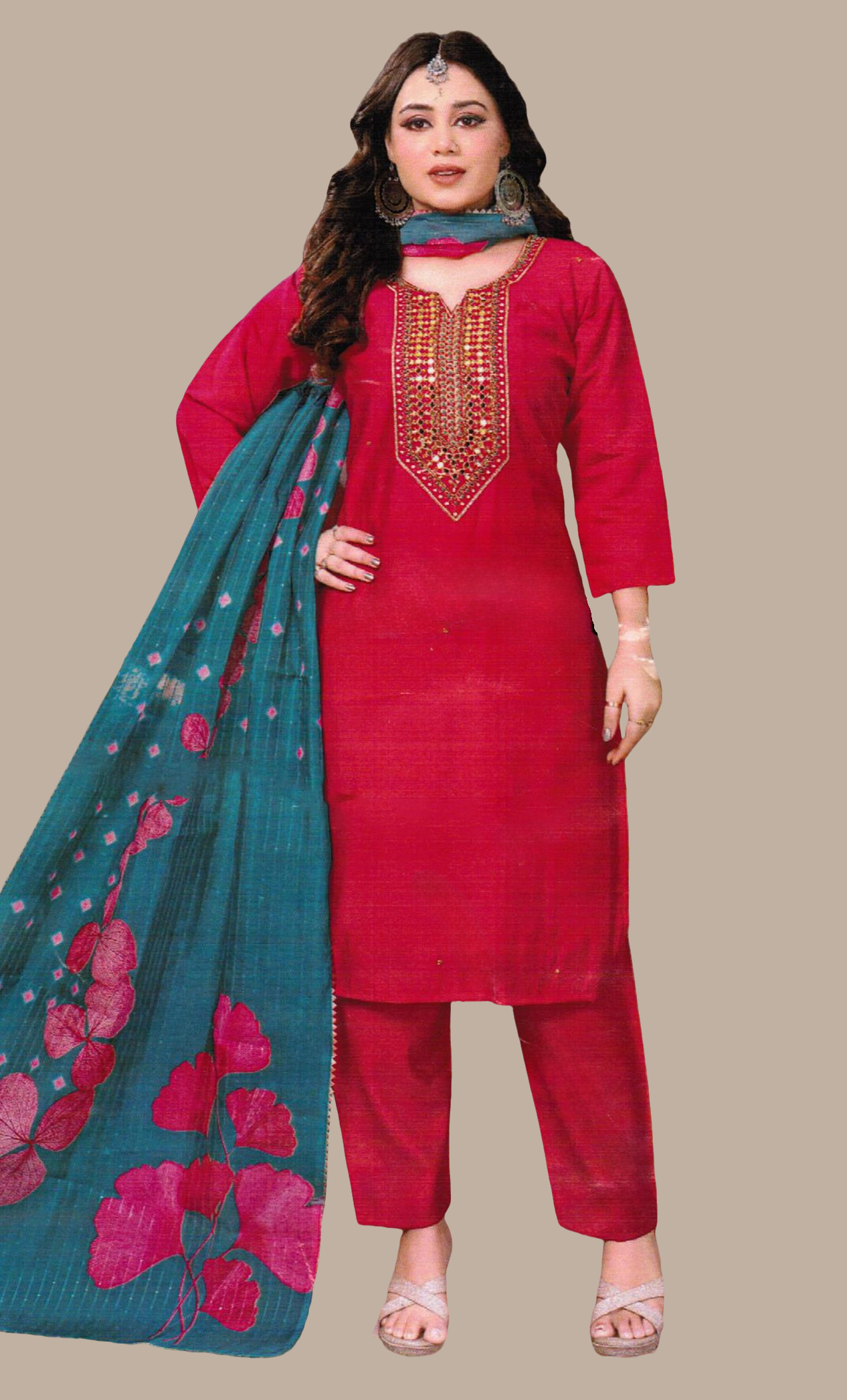 Deep Cerise Embroidered Punjabi